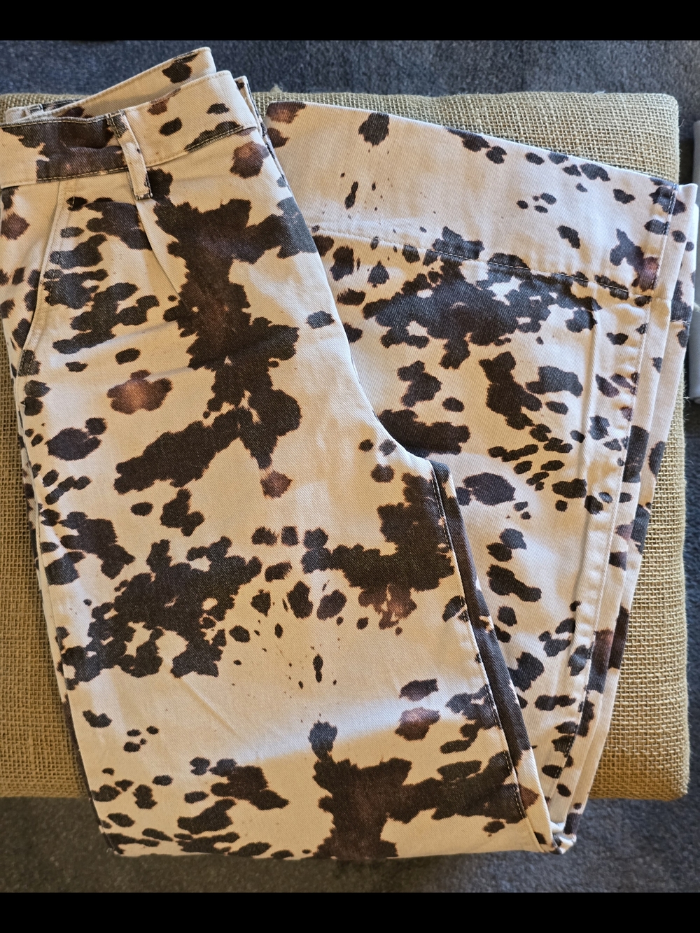 NWOT Cow Print High-Rise Pants - Beige & Brown